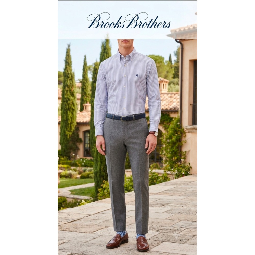 Brooks Brothers Regent Non-Iron Supima Cotton Striped Shirt Blue White Mens M